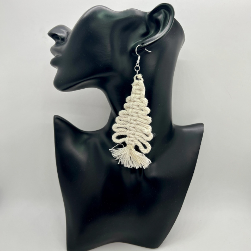 Oversize Yarn Tassel Earrings - Tree Earrings - Boho Earrings - Cottagecore - Picture 8 of 8